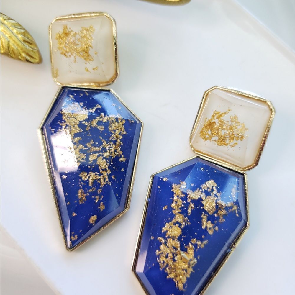 Zara Speckled Gold Earrings  - Picture 9 of 12